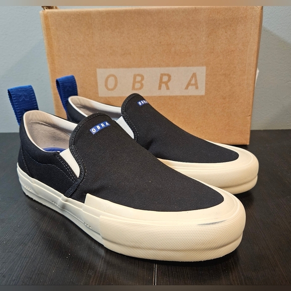 OBRA slip on canvas black/blue/ off white mens - Picture 3 of 8